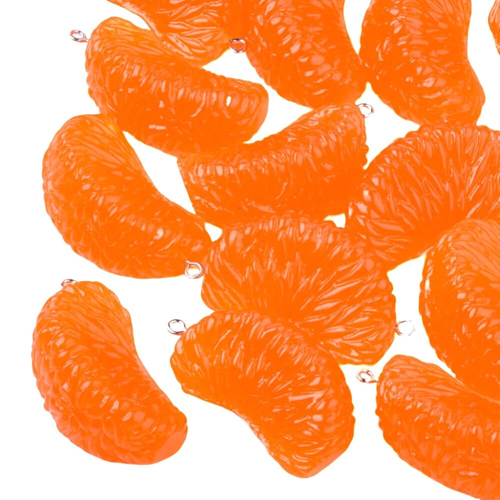 2263 10Pcs Orange Slices Fruit Resin Pendants Imitation Food Hanging